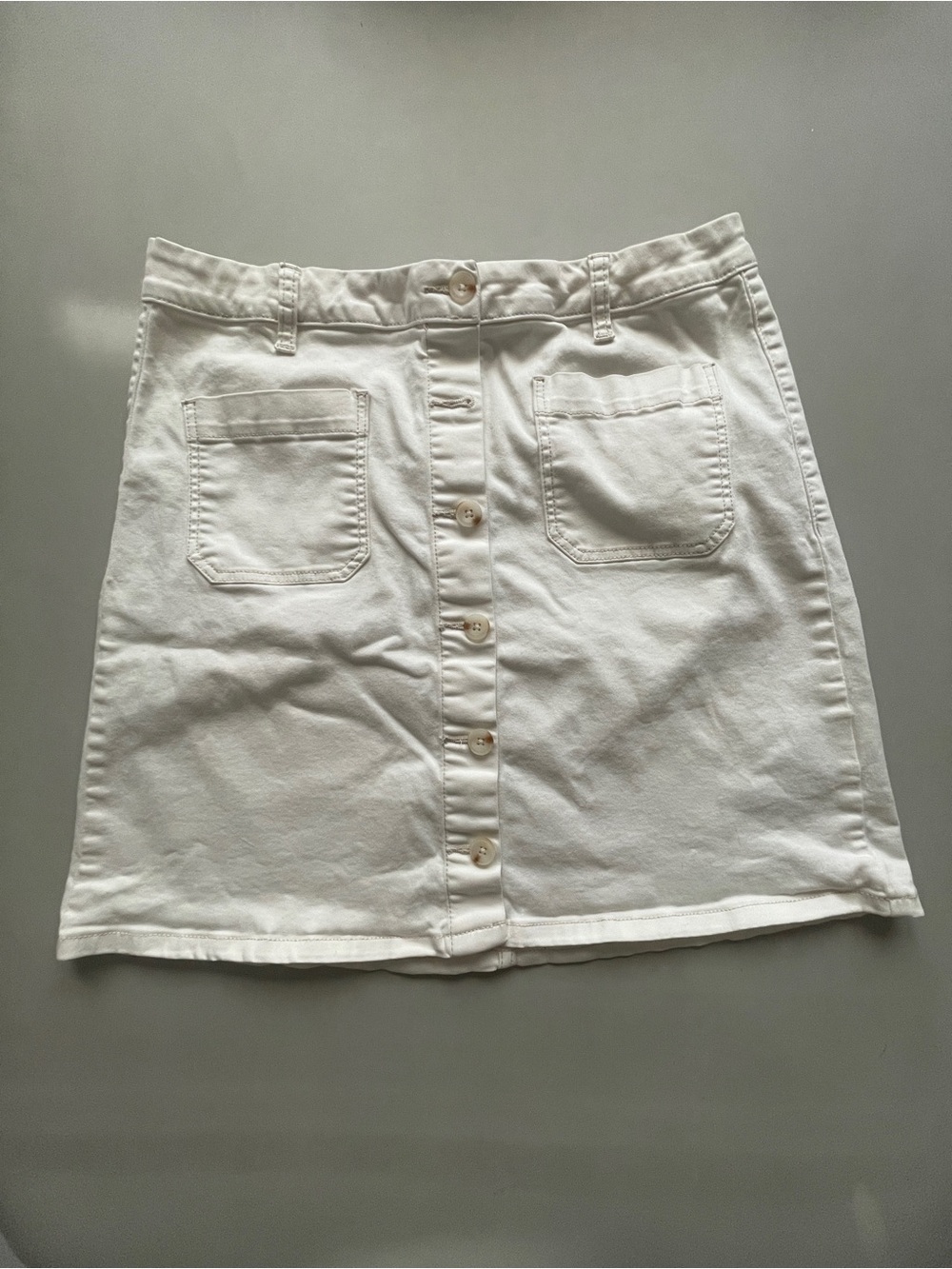 Tribal White Button-Front Mini Skirt